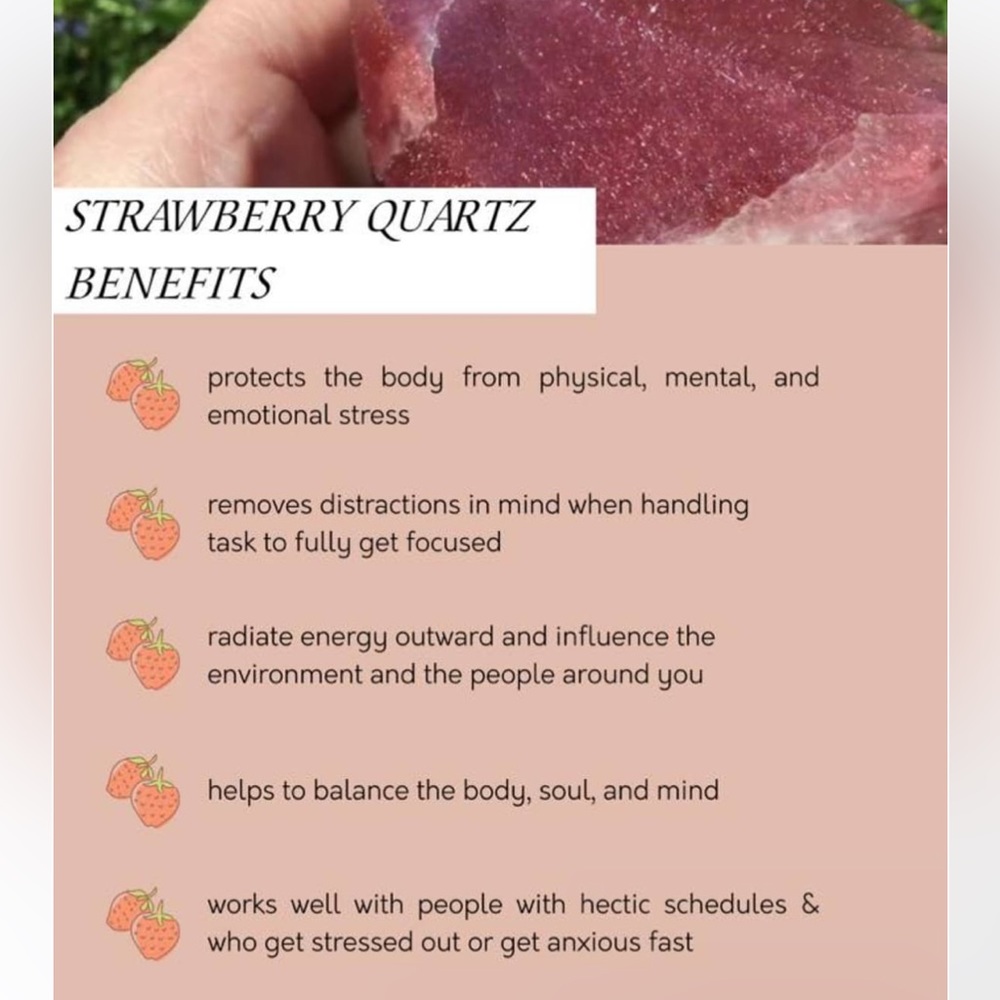 🍓Strawberry Quartz Crystal Tree & Palm Stone🍓 - Picture 13 of 15